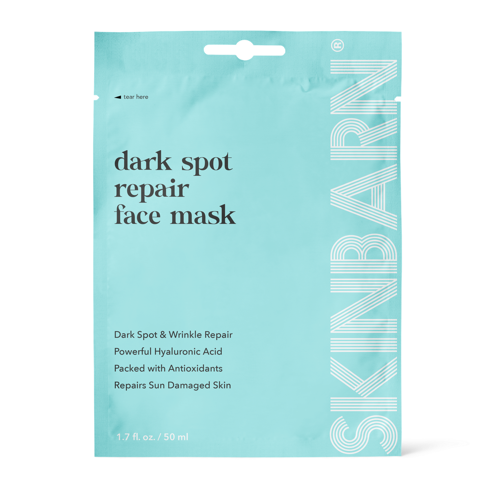 Dark Spot Repair Face Mask - Light Blueish Green with Skinbarn Logo down the side